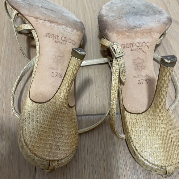 Jimmy Choo nude snakeskin neutral sandals strappy - Picture 2 of 4
